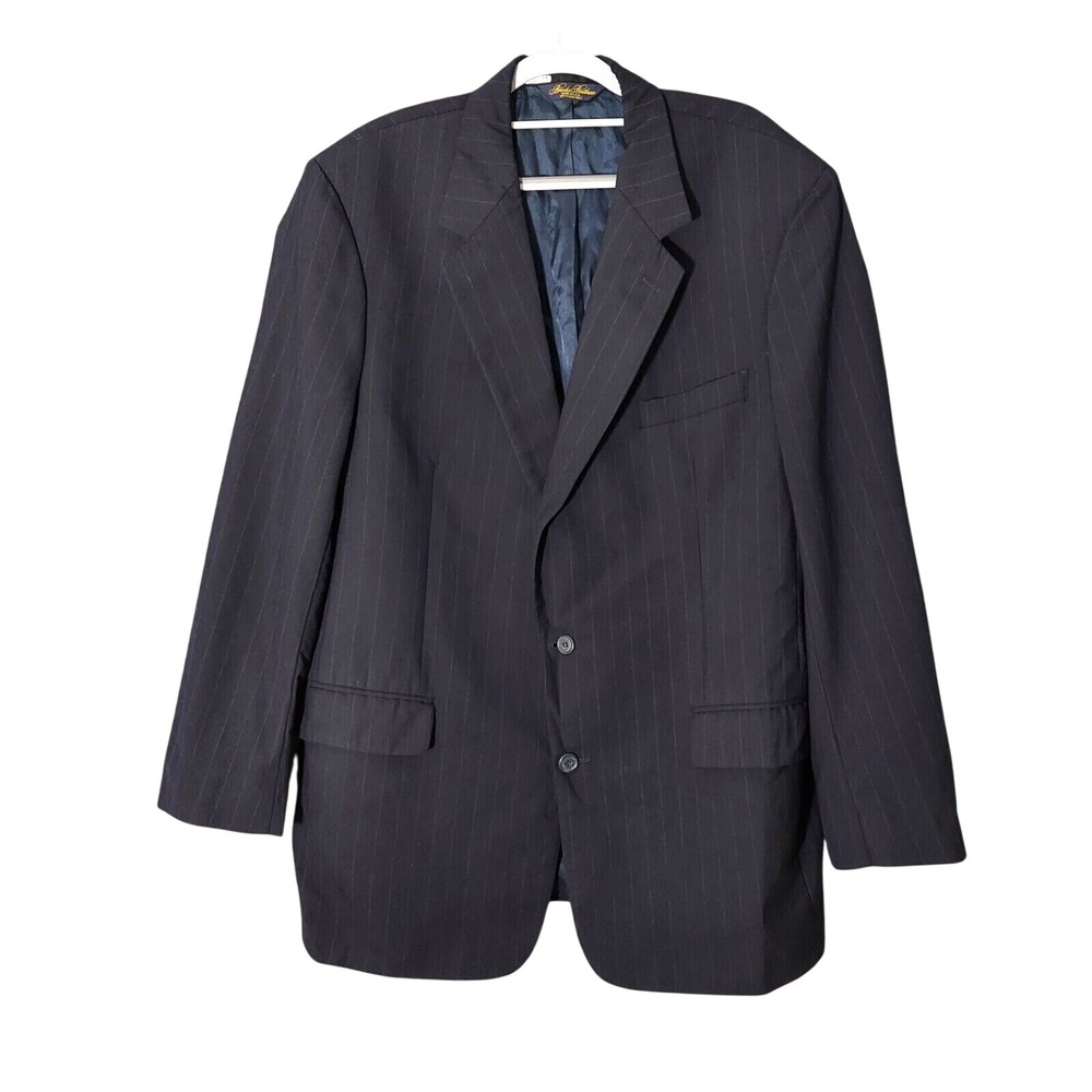 Brooks Brothers Blazer 46 Long Wool Navy Pin Stripe Sport Jacket Business Office